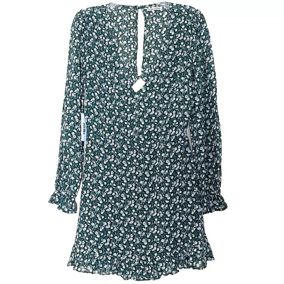 Reformation Dresses & Skirts - Reformation Elenor Green Ditzy Floral Long Sleeve Mini Dress 12 Cottagecore